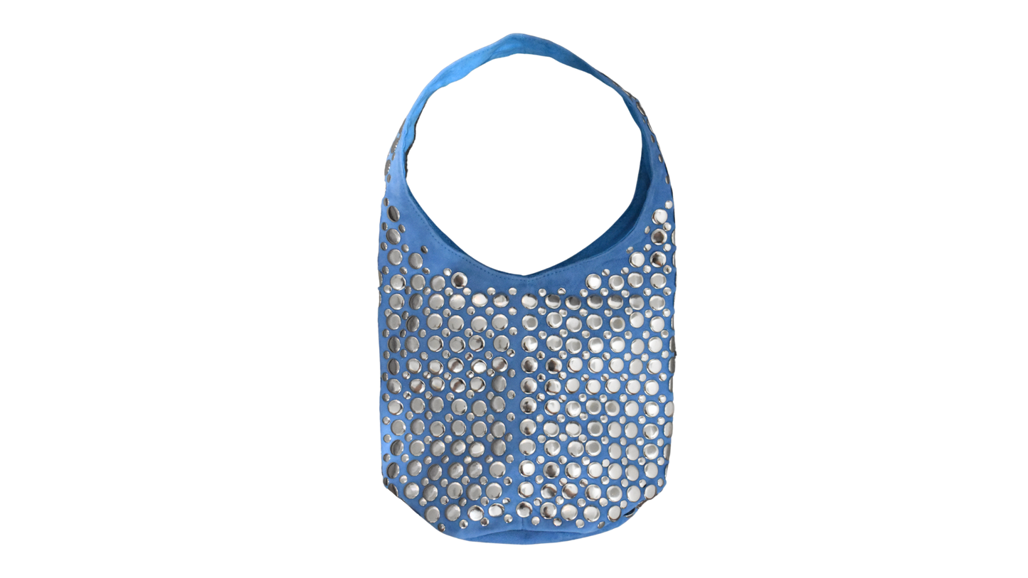 Carter Studded Bag Blue Suede