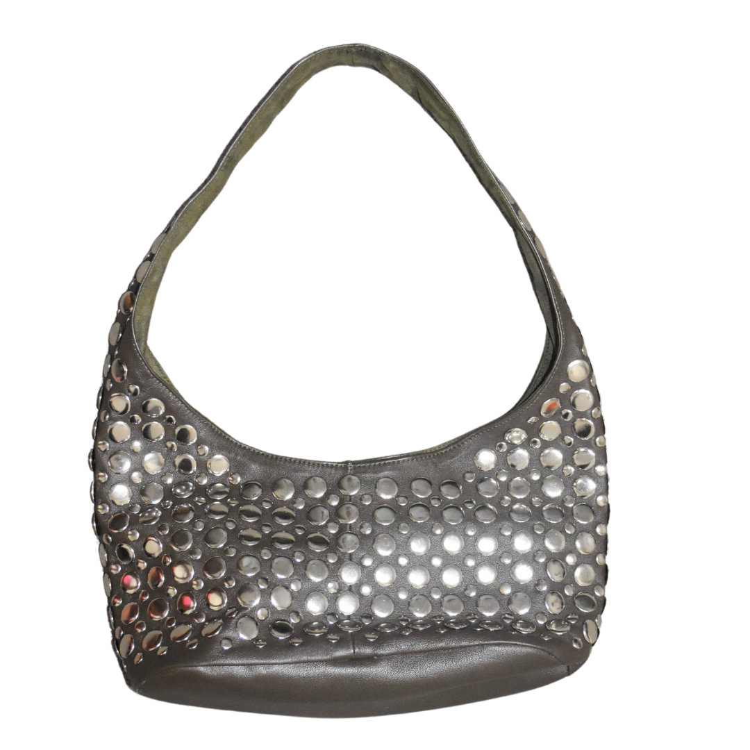 Onyx Studded Bag Brown Leather