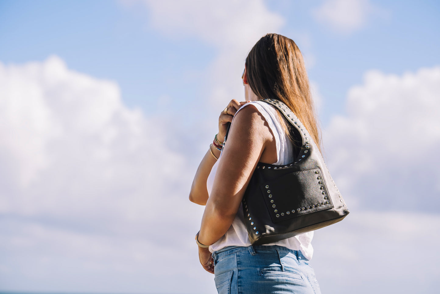 Nova Studded Bag Brown Leather