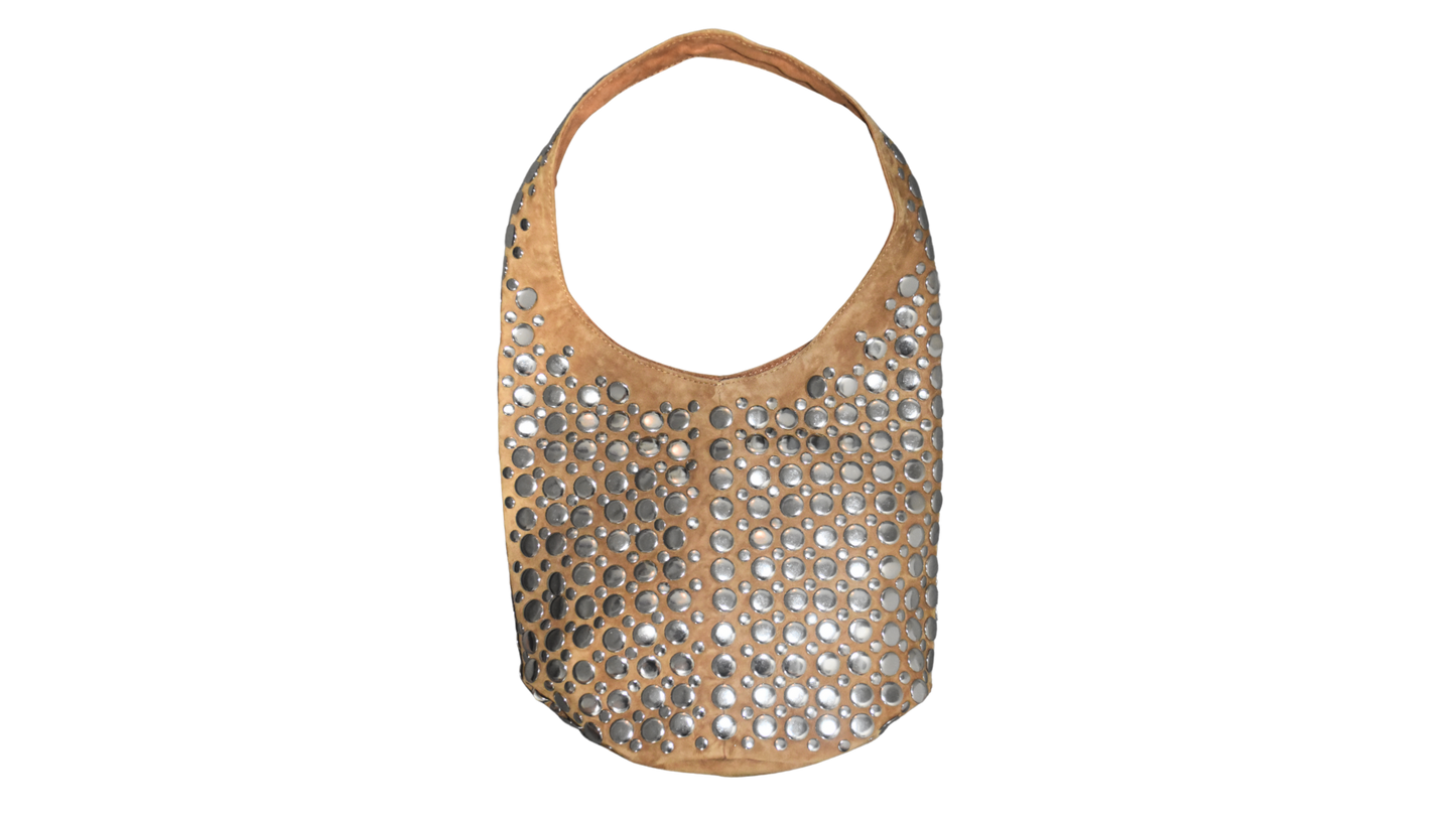 Carter Studded Bag Tan Suede
