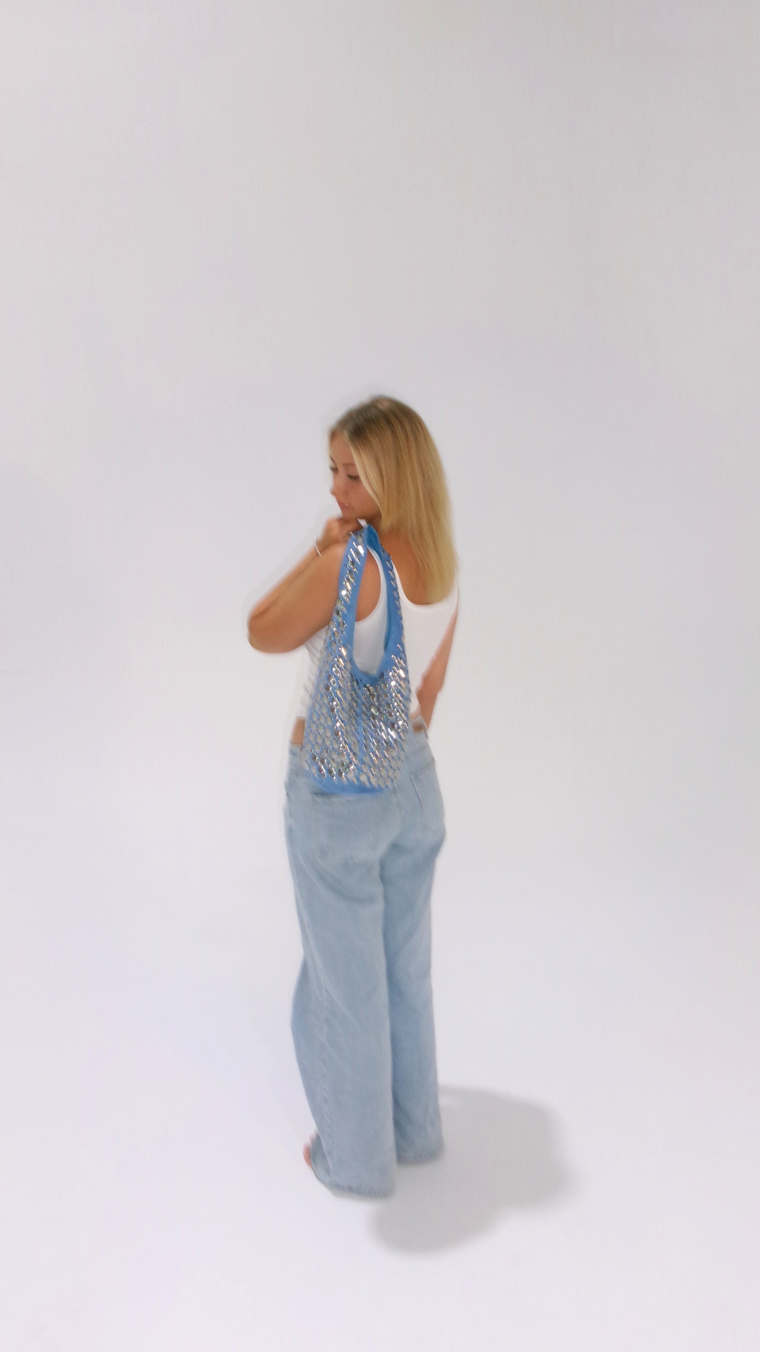 Carter Studded Bag Blue Suede