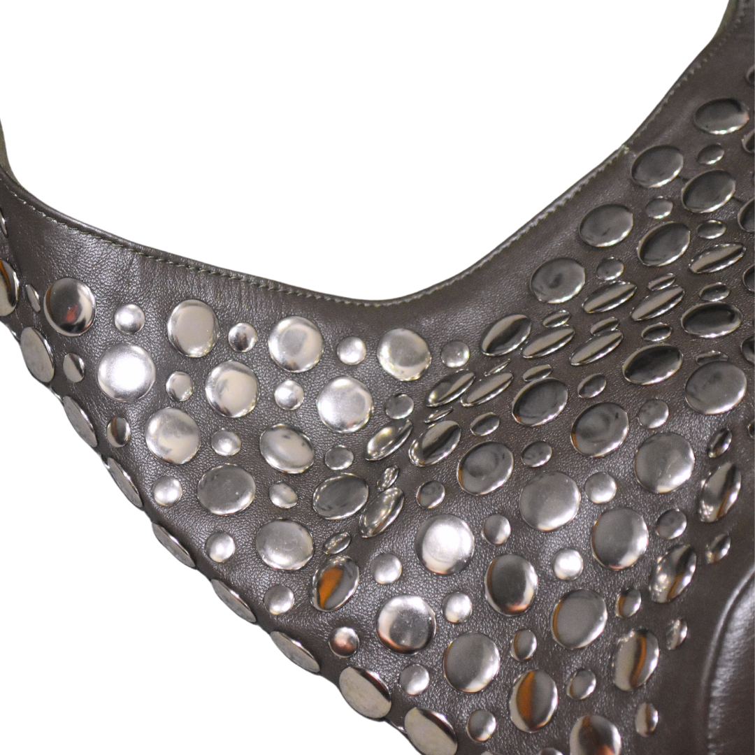 Onyx Studded Bag Brown Leather