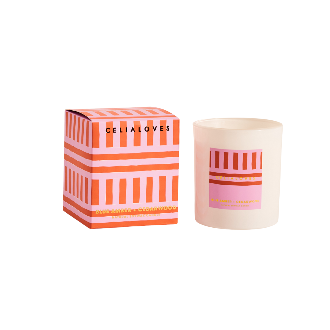 Celia Loves Blue Amber & Cedarwood Candle 395gms