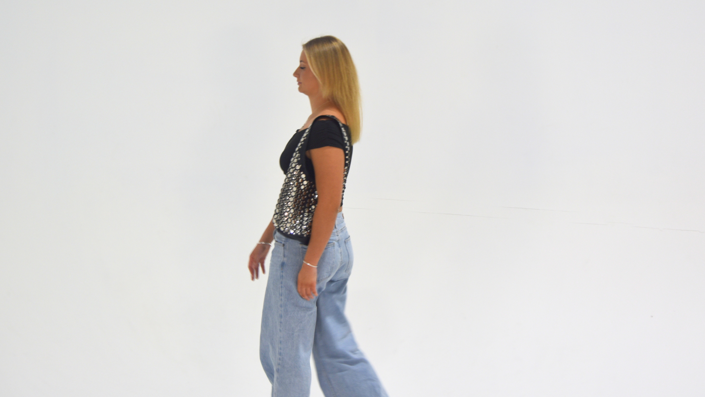 Carter Studded Bag Black Leather