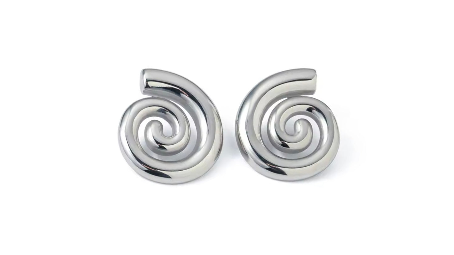 Zephyr Spiral Silver Earrings