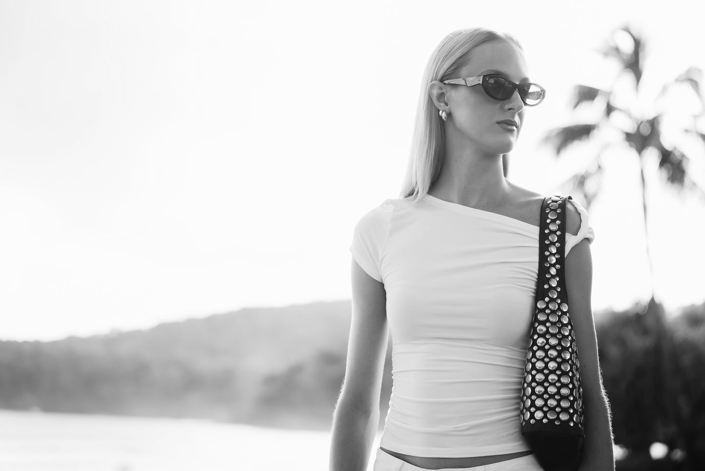 Onyx Studded Bag Brown Leather
