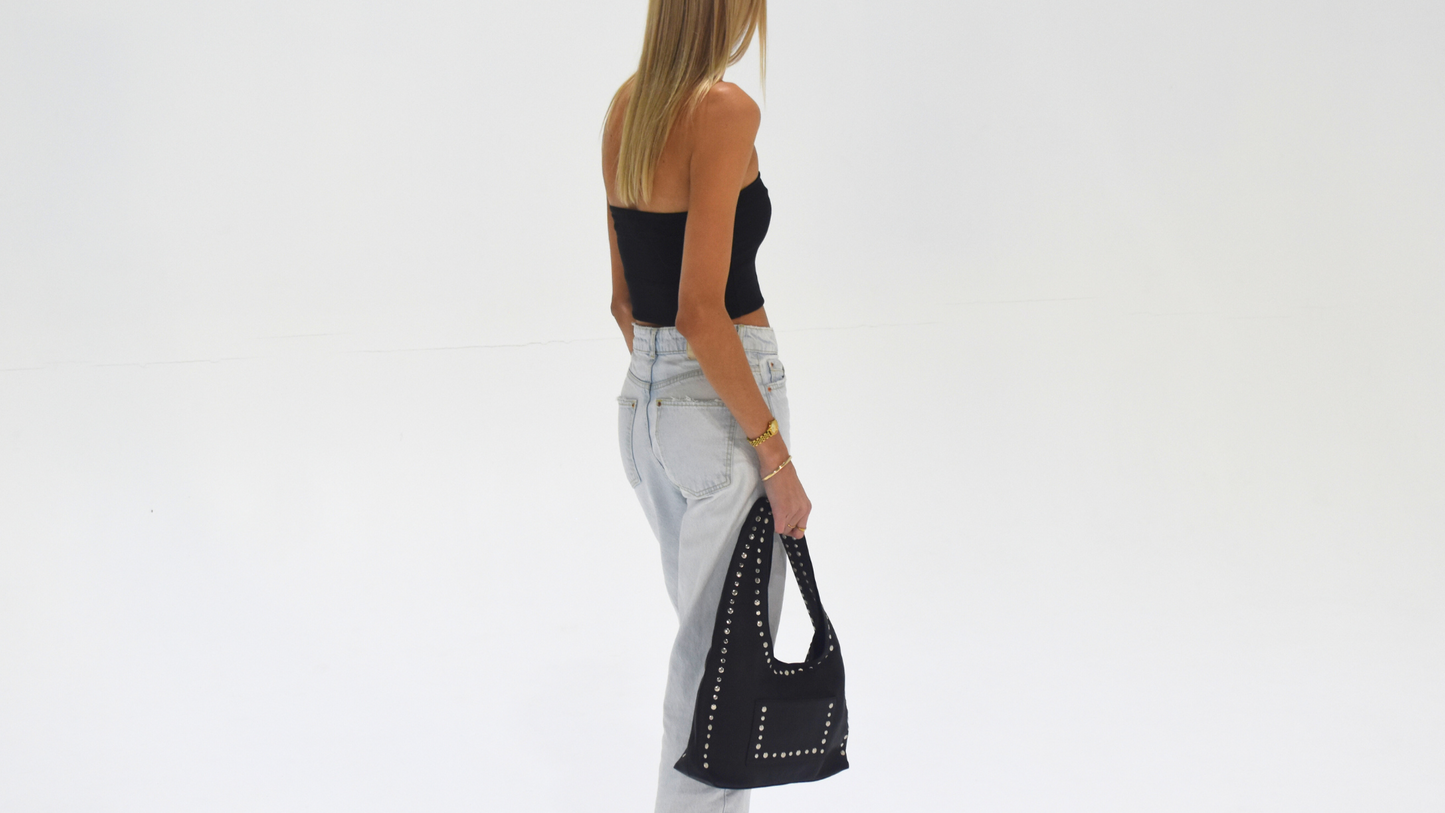 Nova Studded Bag Black Leather