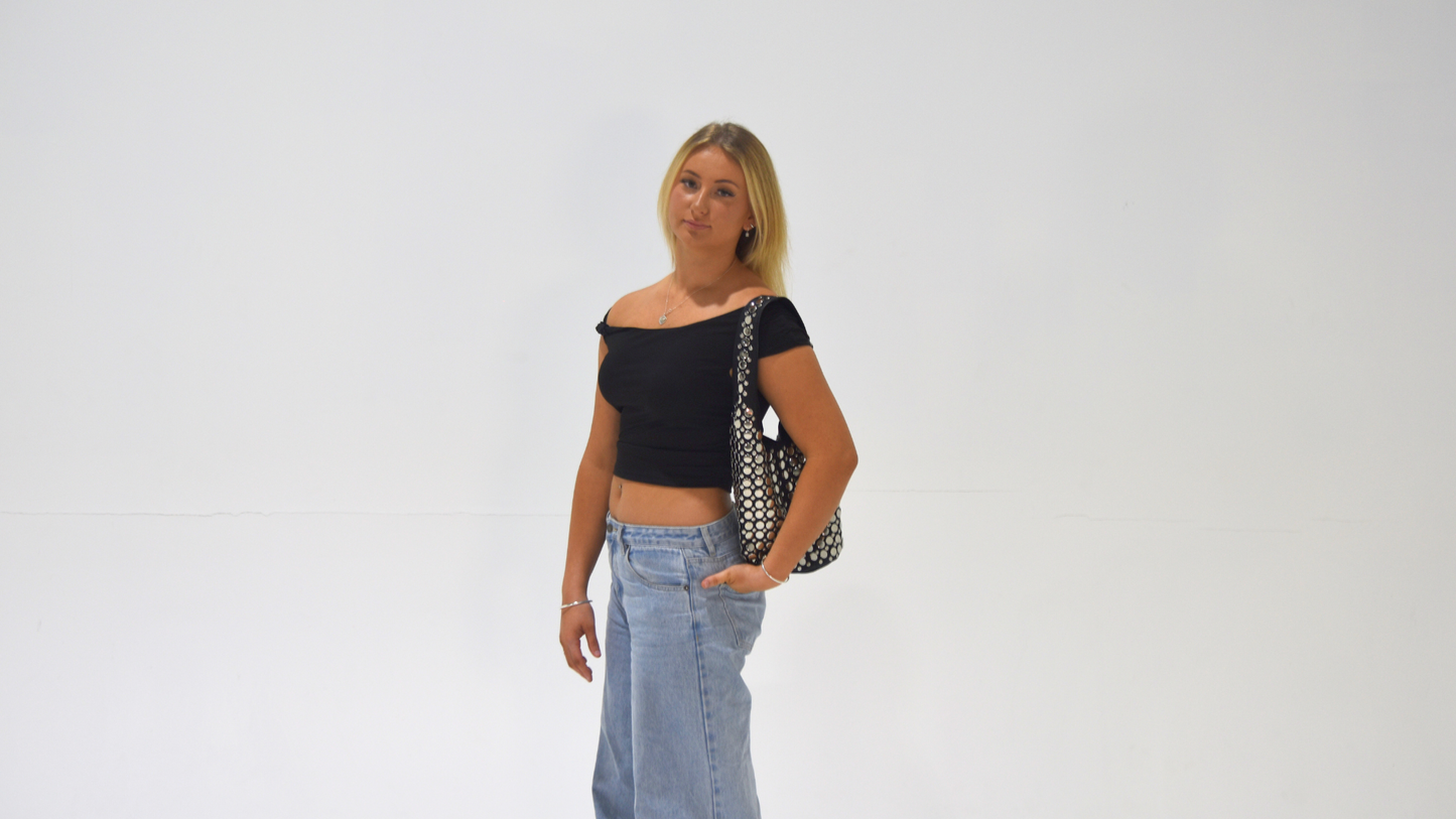 Carter Studded Bag Black Leather