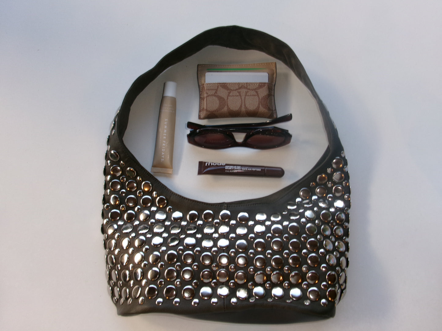 Onyx Studded Bag Brown Leather