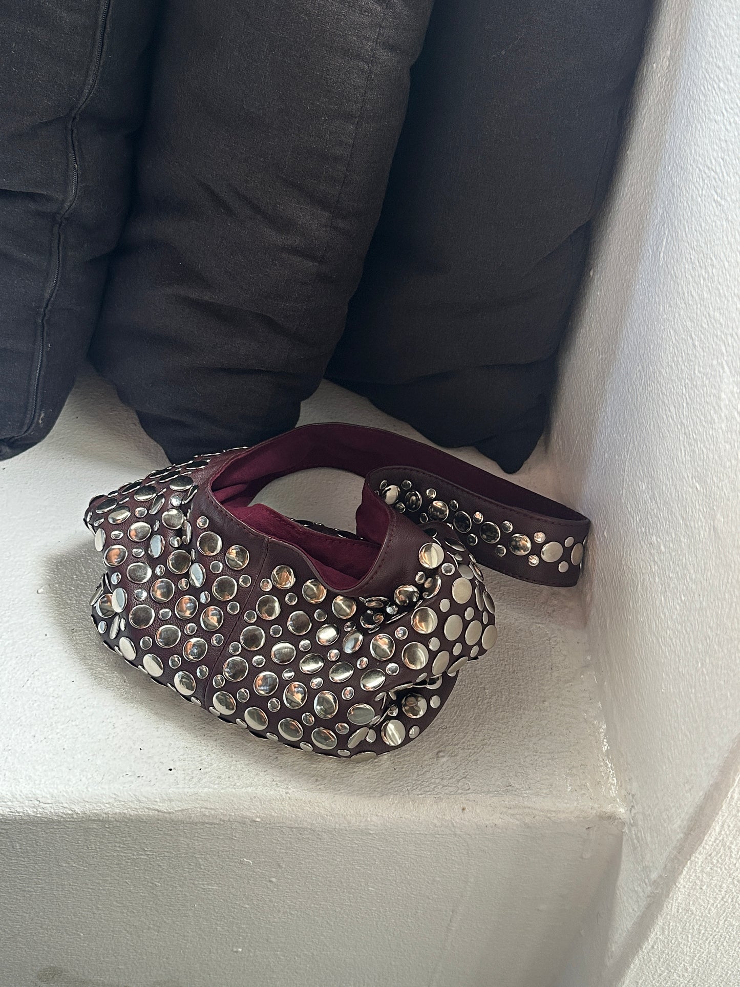 Onyx Studded Bag Red Wine