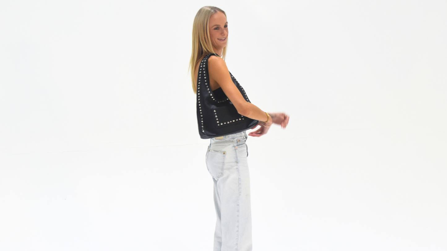 Nova Studded Bag Black Leather