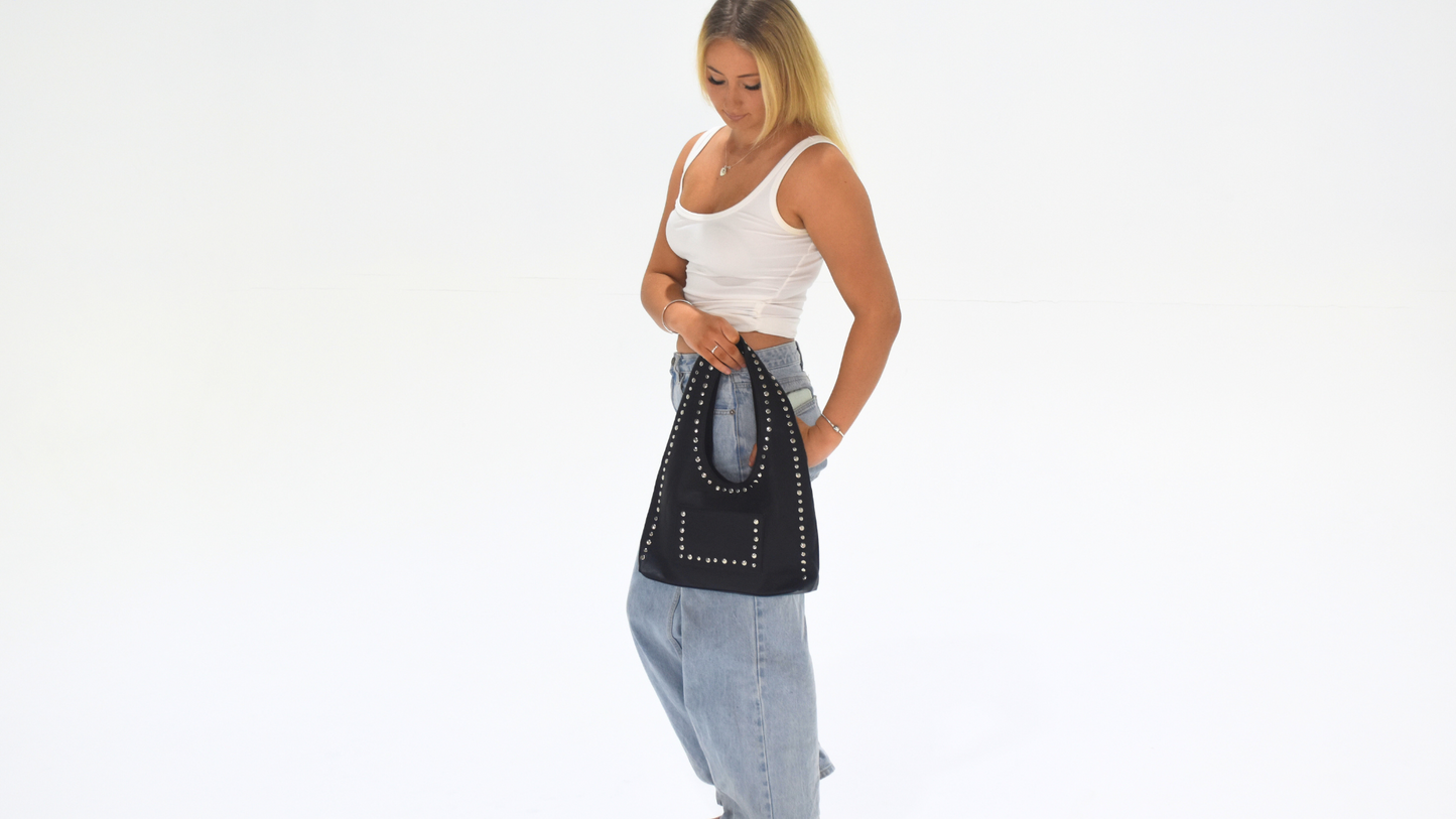Nova Studded Bag Black Leather