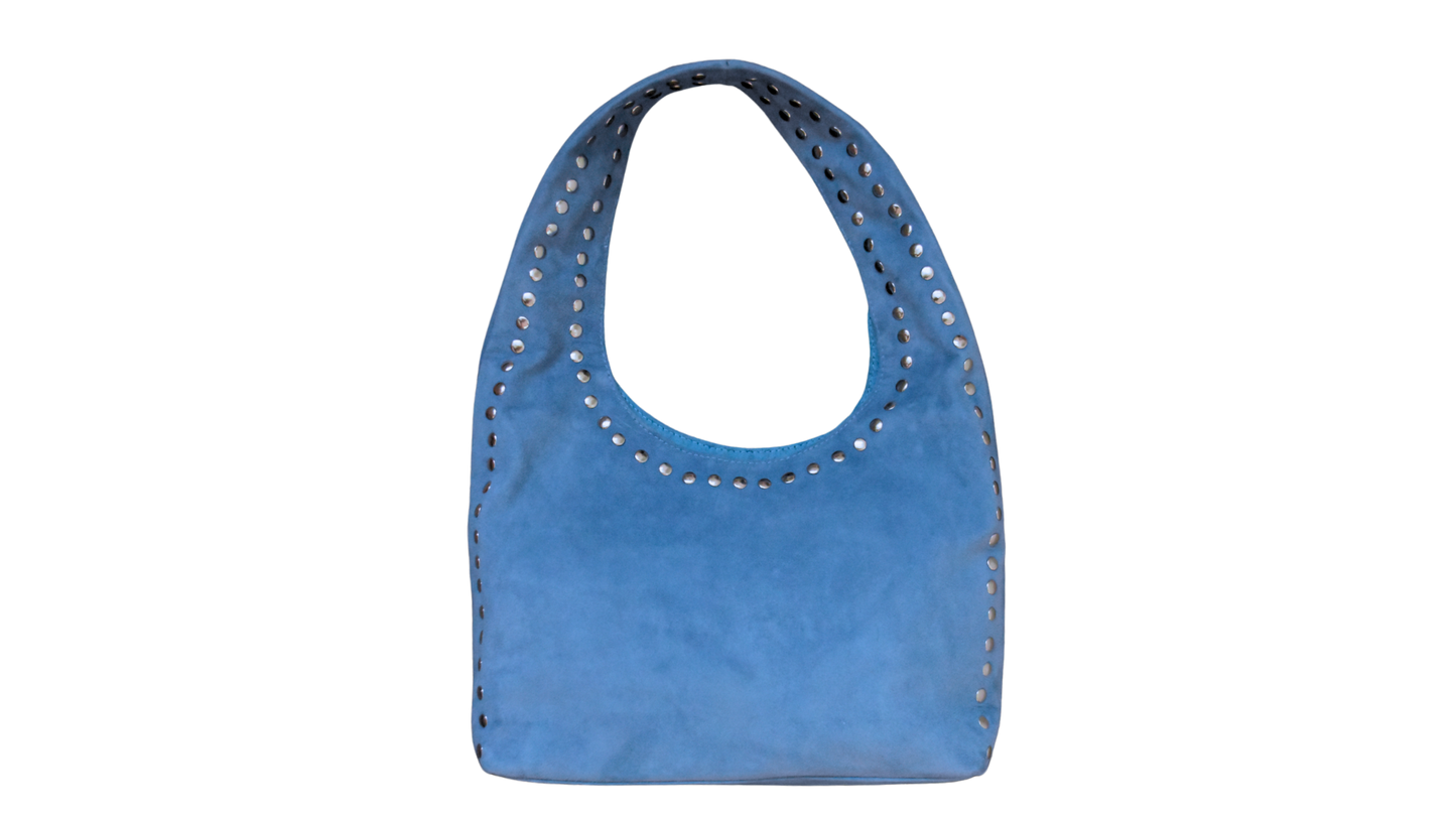 Nova Studded Bag Blue Suede