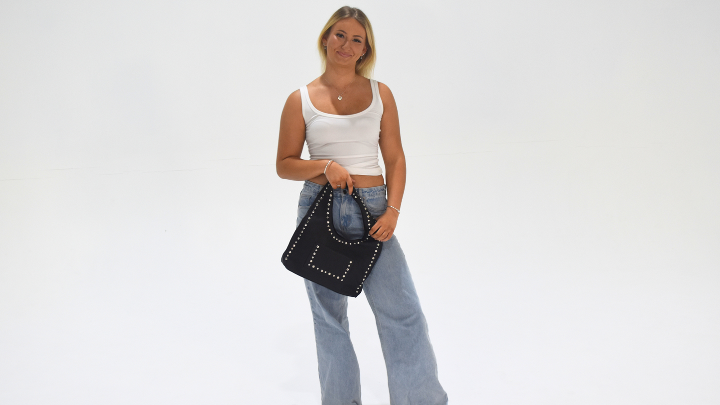 Nova Studded Bag Black Leather