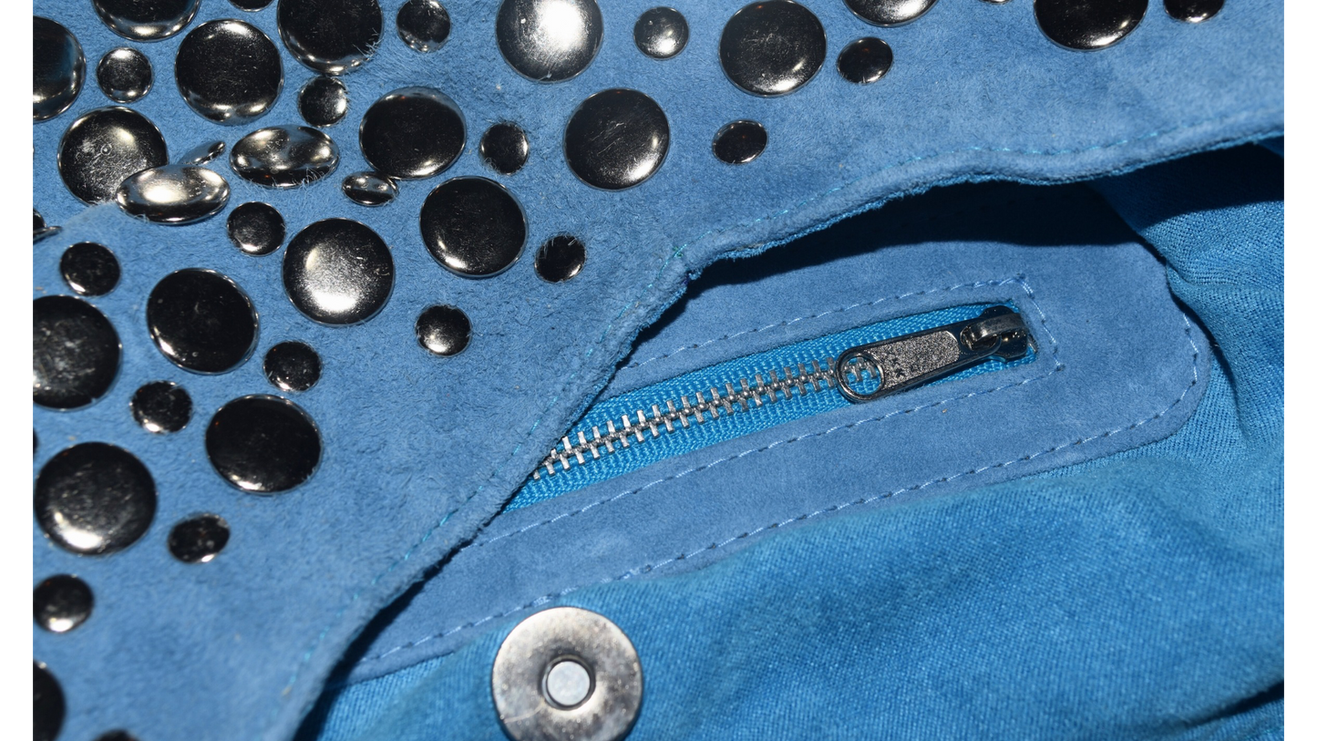Carter Studded Bag Blue Suede
