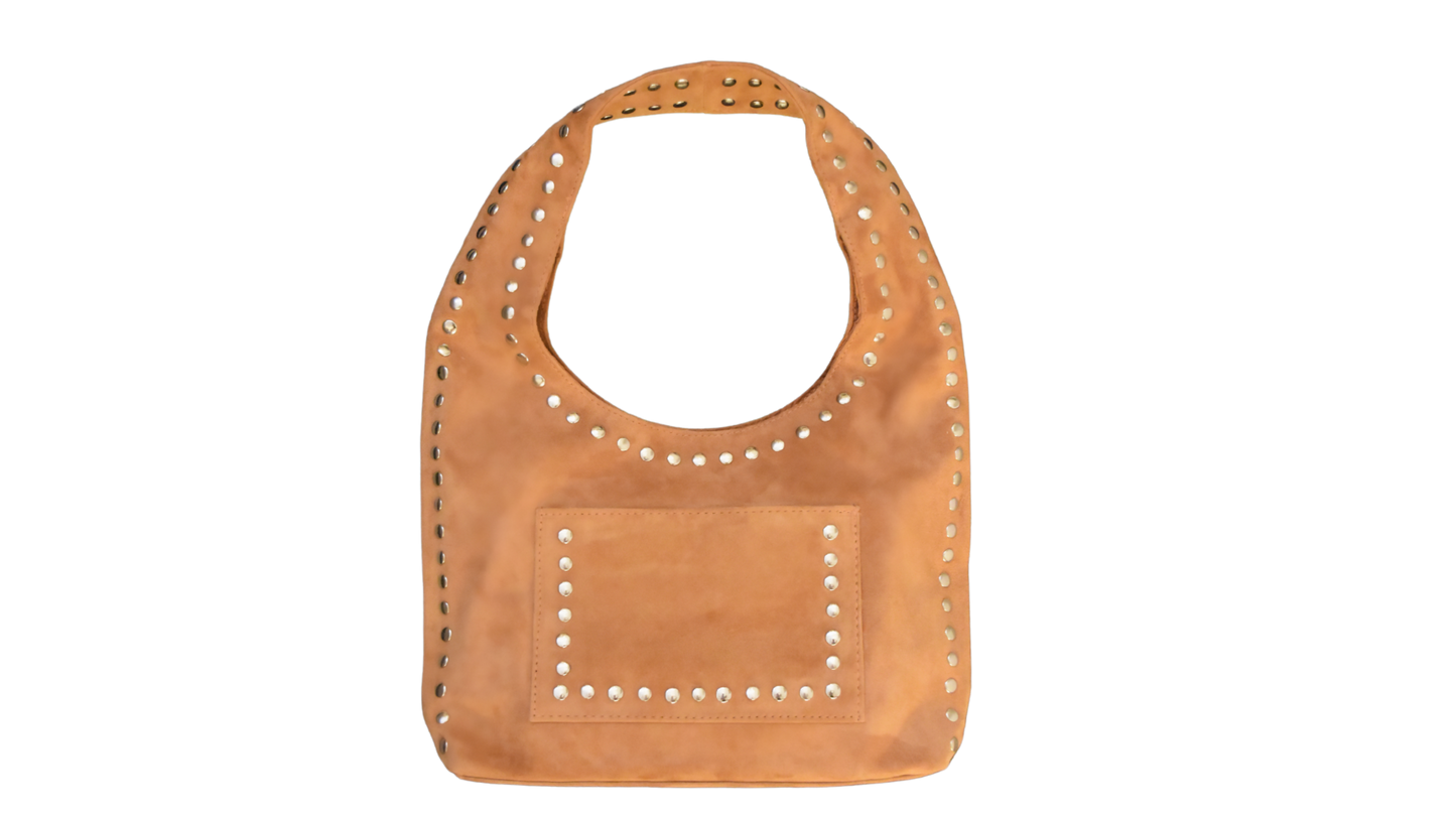 Nova Studded Bag Tan Suede