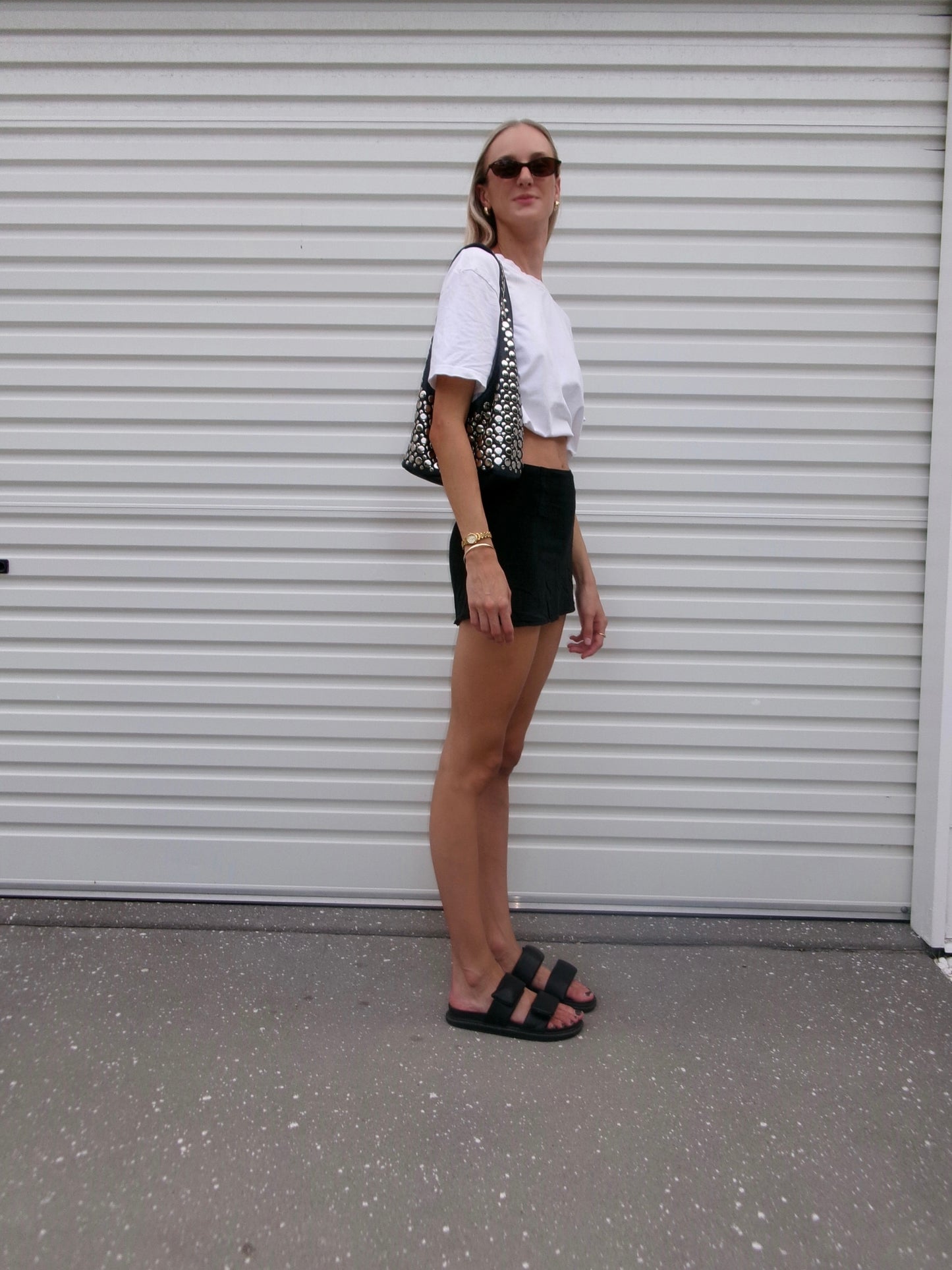 Onyx Studded Bag Navy Leather