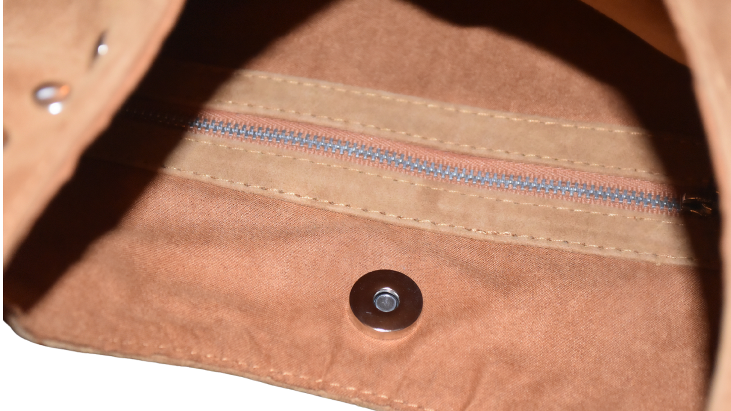 Nova Studded Bag Tan Suede