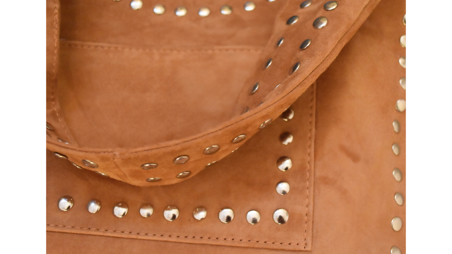 Nova Studded Bag Tan Suede