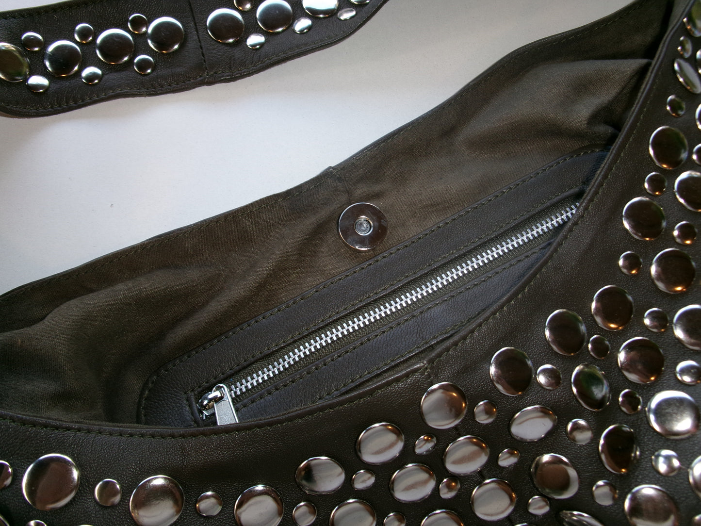 Onyx Studded Bag Brown Leather