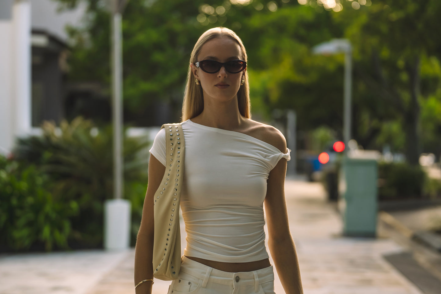 Nova Studded Bag Cream Leather