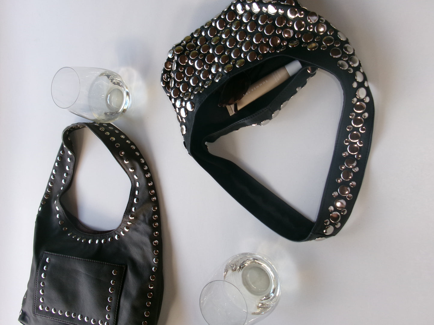 Onyx Studded Bag Black Leather