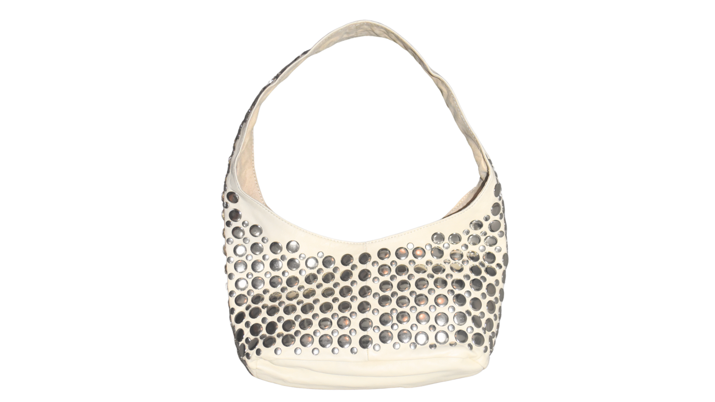Onyx Studded Bag Beige Leather