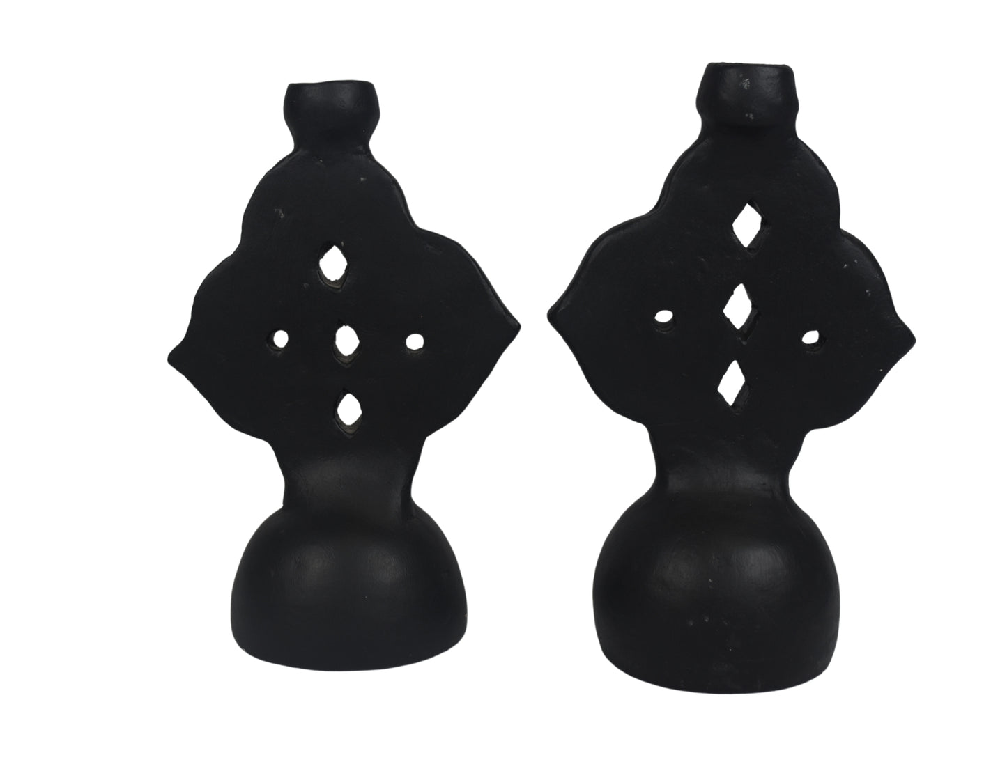 Clay Ethiophian Cross Candle Holder Set of 2