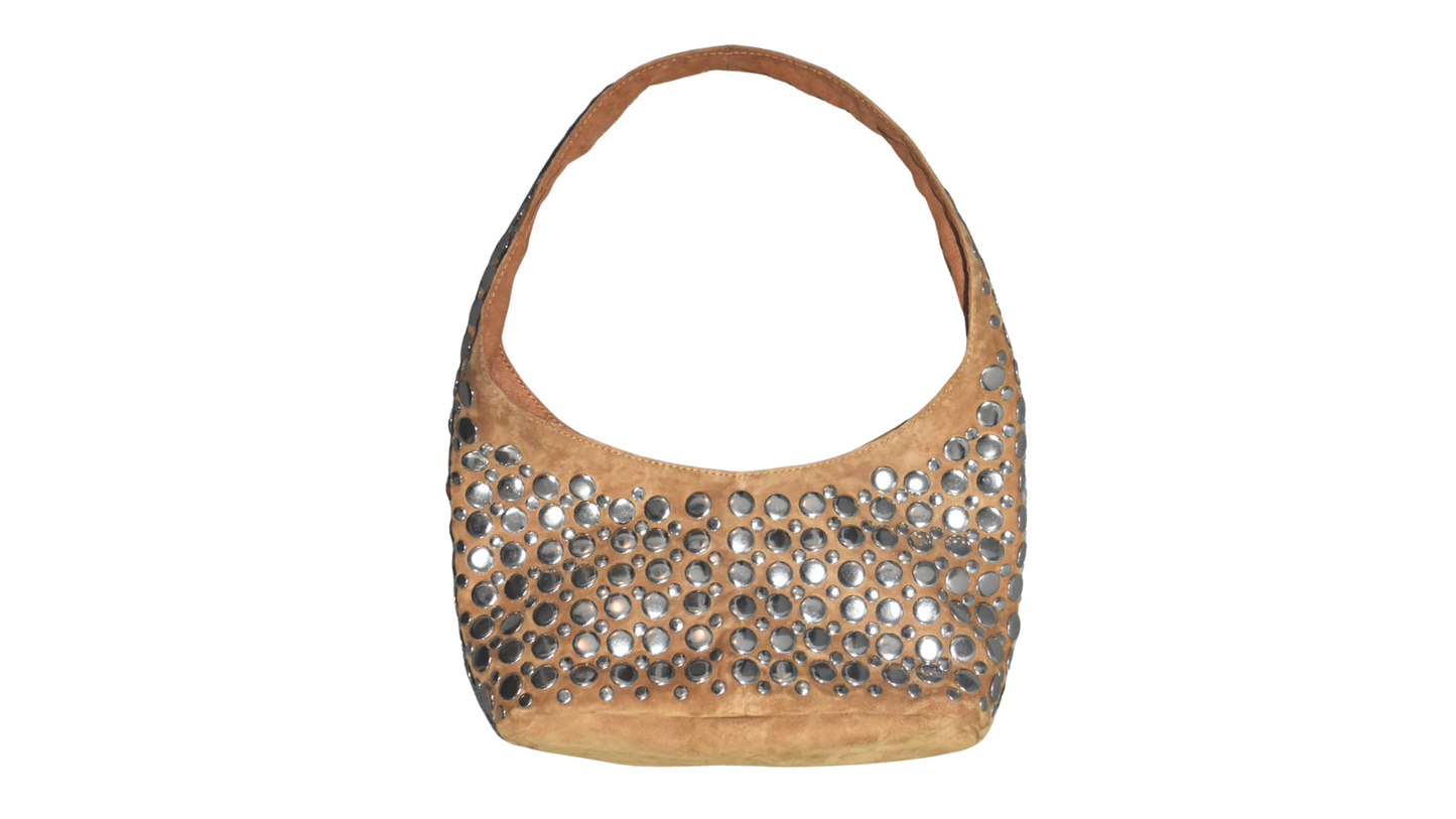 Onyx Studded Bag Tan Suede