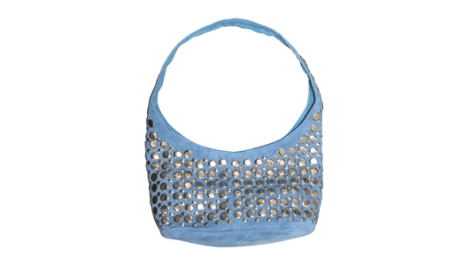 Onyx Studded Bag Blue Suede