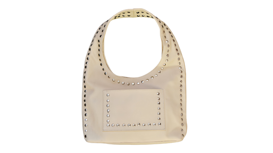 Nova Studded Bag Beige Leather