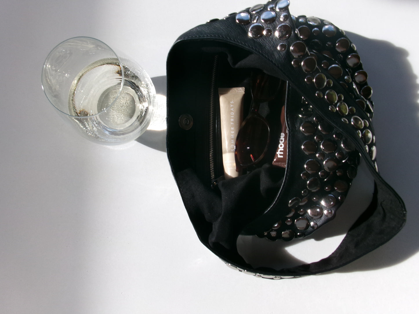 Onyx Studded Bag Black Leather