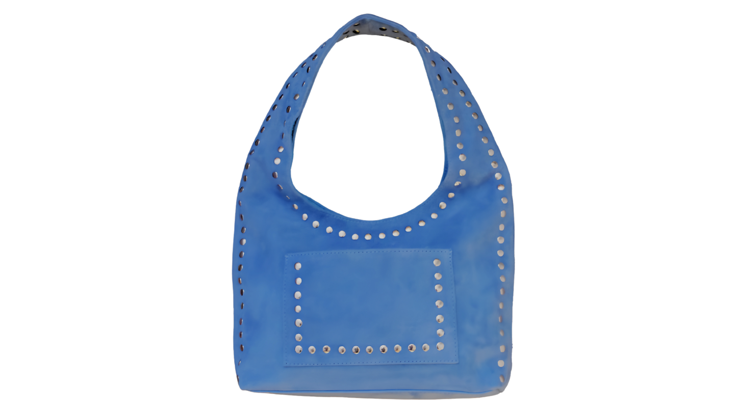 Nova Studded Bag Blue Suede