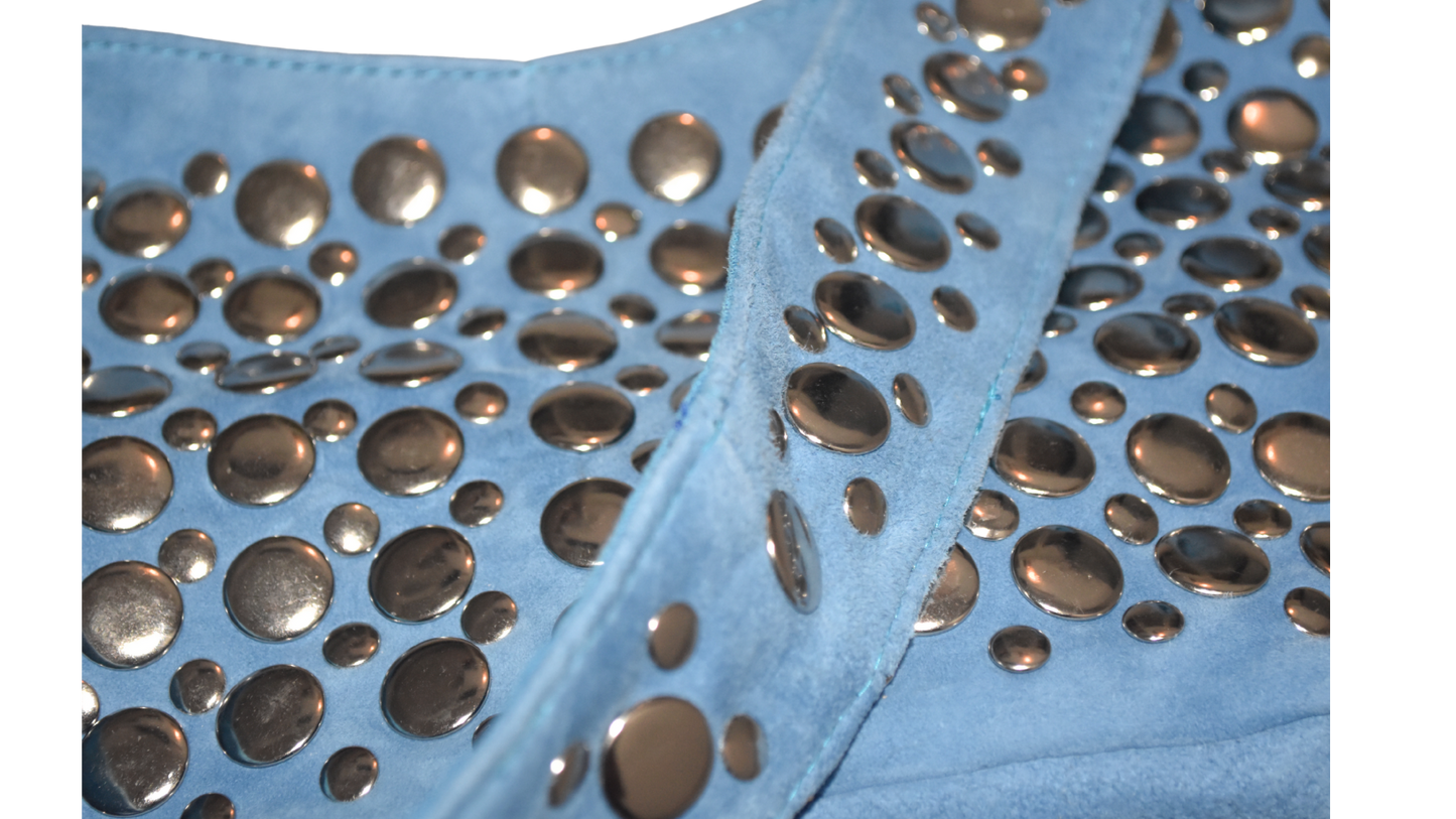 Onyx Studded Bag Blue Suede