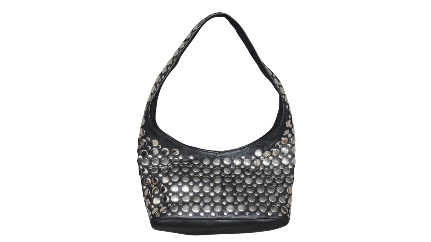 Onyx Studded Bag Black Leather